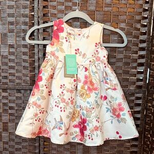 Monsoon 18-24 mos NWT HOLIDAY Dress with Pink and Red Floral Design birds $65
